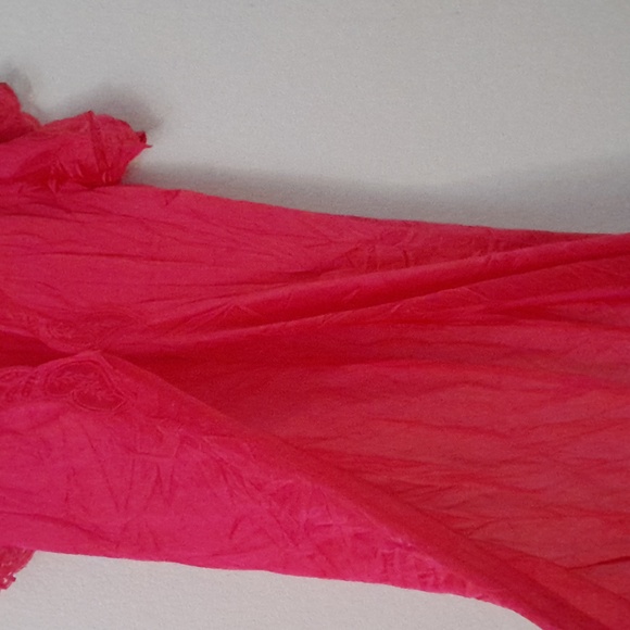 Vintage Vandemere Bright Pink Lace Trimmed One Button Gown - Picture 6 of 11